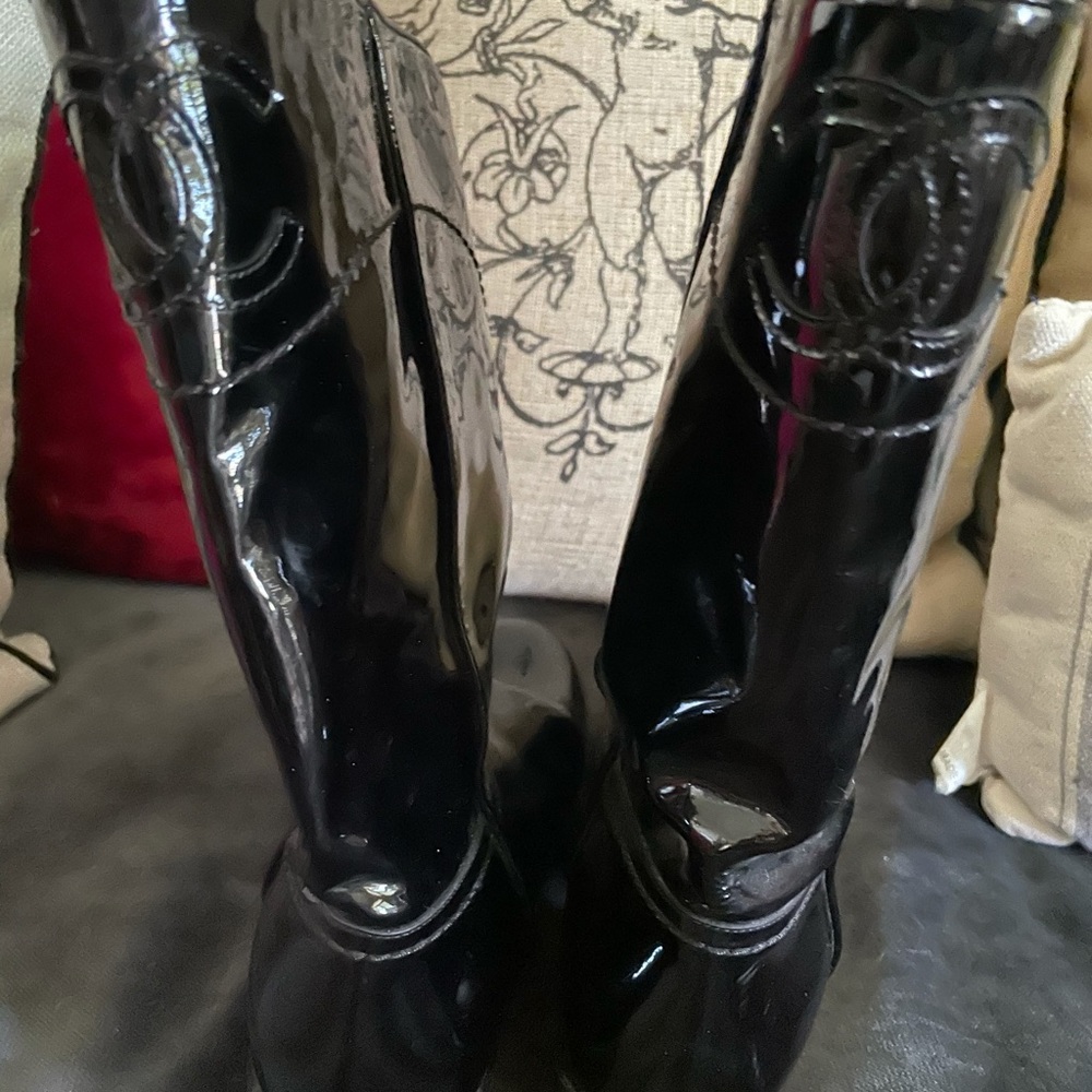 Chanel patent leather boot